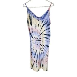 YFB Y2k Fairy Slip Dress Medium Boho Tie Dye Festival Mini Beachy Retro Rainbow